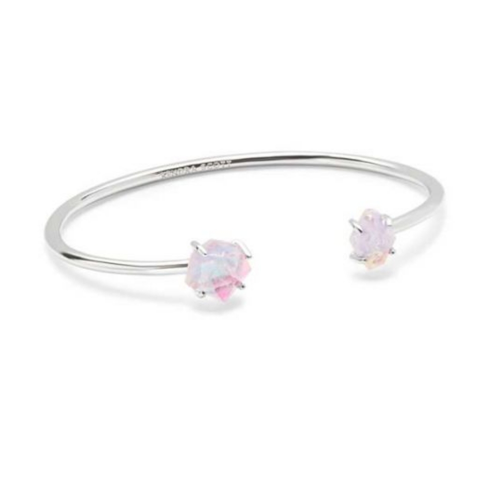 KENDRA SCOTT Merida Silver Pinch Cuff Bracelet in Amethyst Dichroic NWT